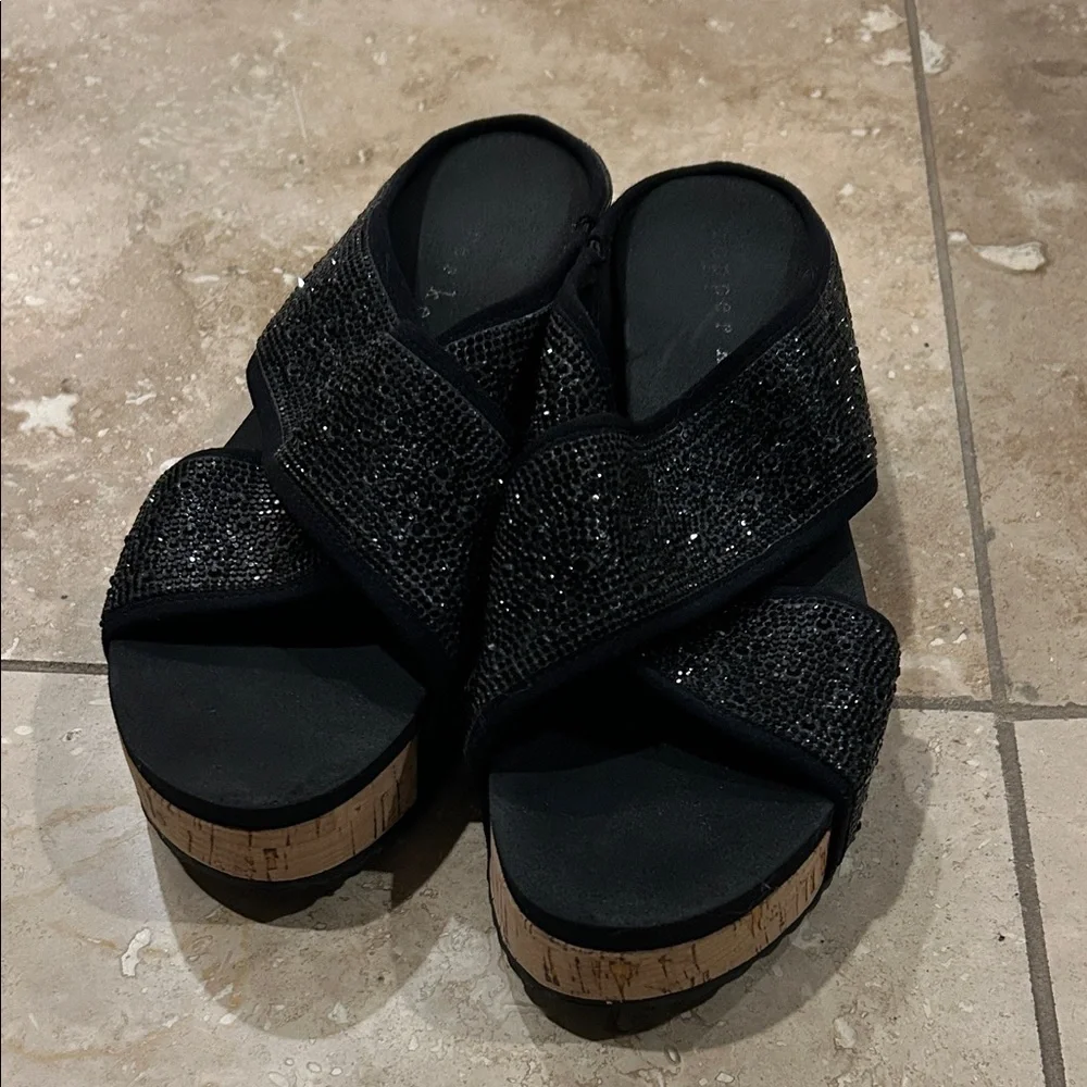 Copper Key black Black Slip-On Sandals sz 9 - Picture 1 of 5